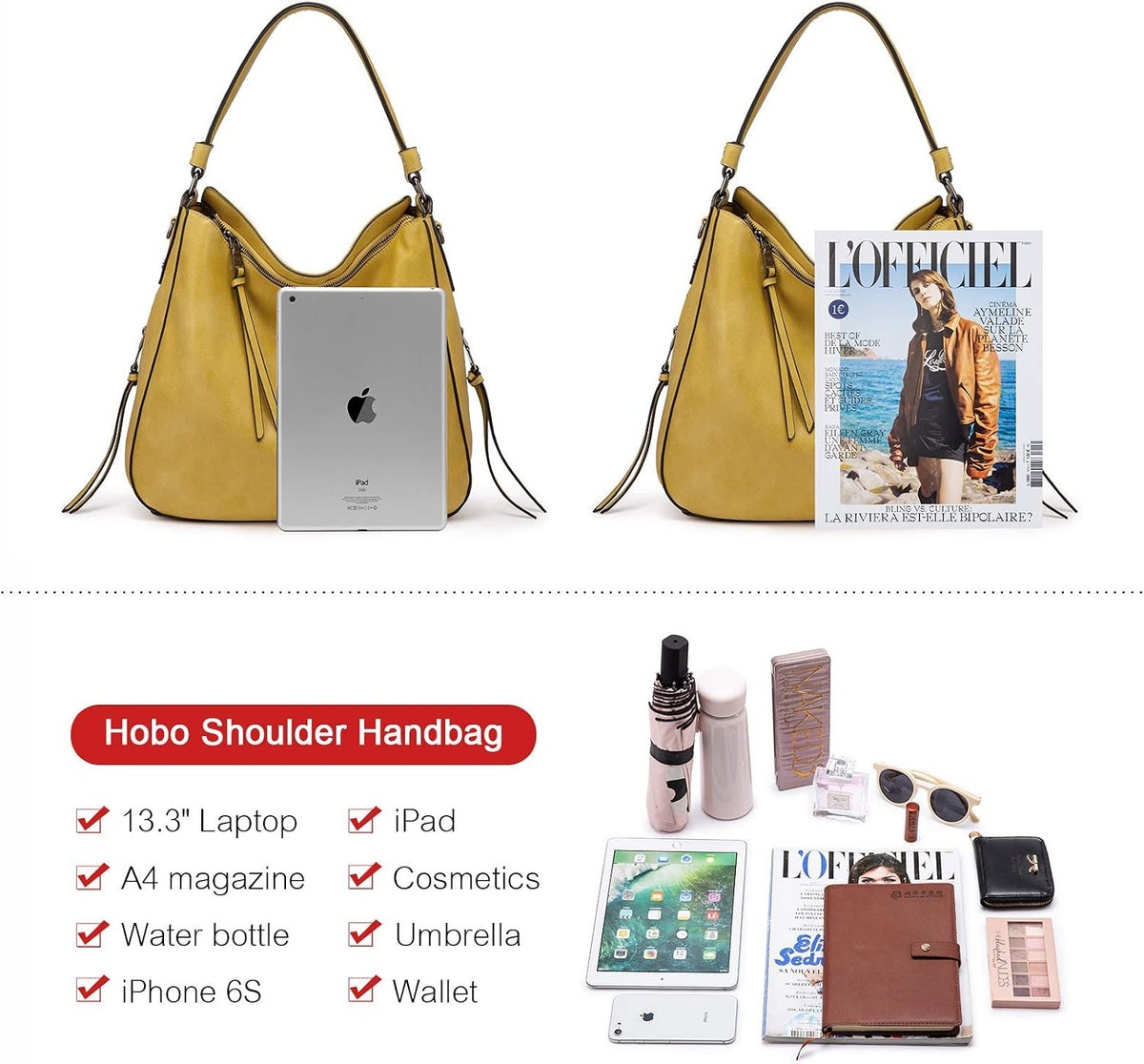 Hobo Crossbody Bag for Women, Designer Shoulder Purse Handbags