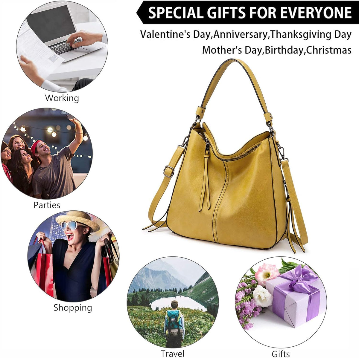 Hobo Crossbody Bag for Women, Designer Shoulder Purse Handbags
