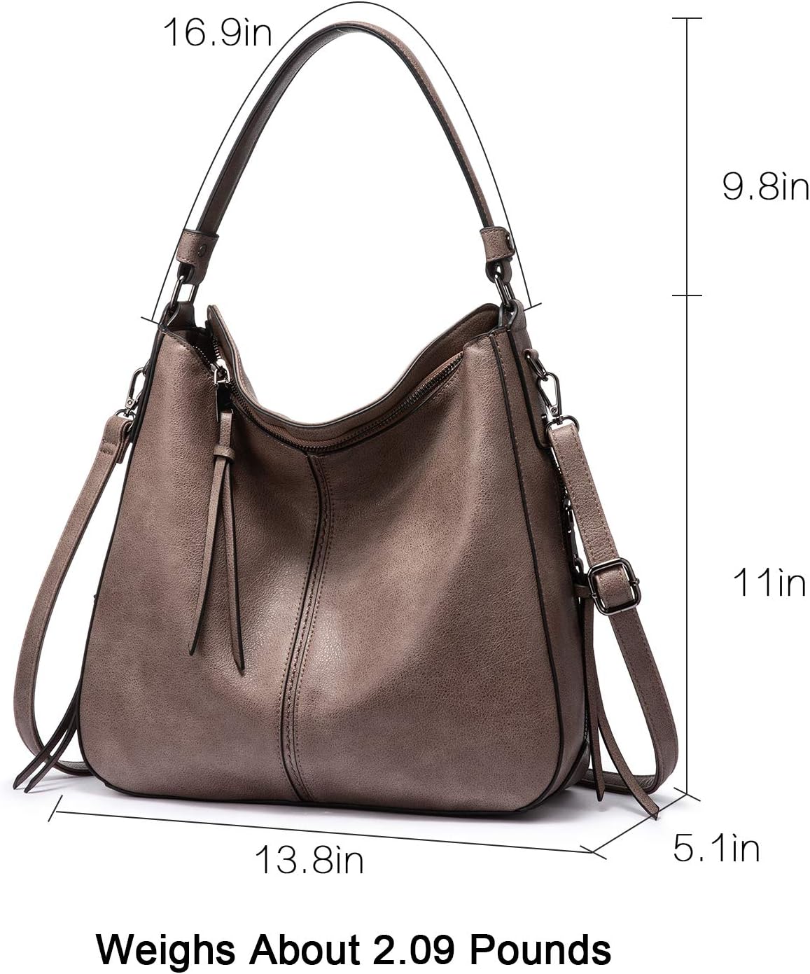 Hobo Crossbody Bag for Women, Designer Shoulder Purse Handbags
