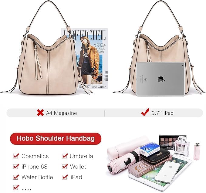 Hobo Crossbody Bag for Women, Designer Shoulder Purse Handbags