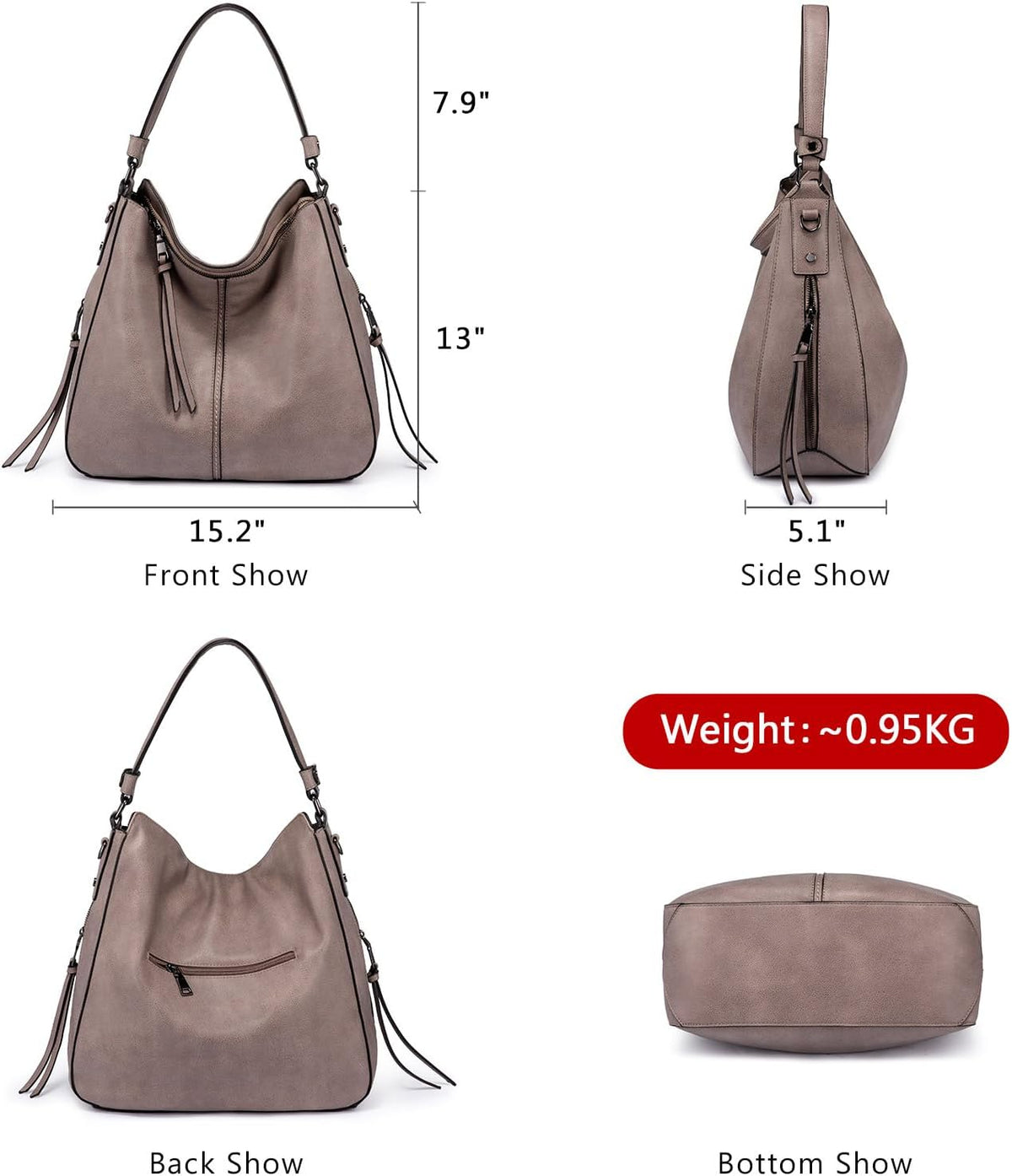 Hobo Crossbody Bag for Women, Designer Shoulder Purse Handbags