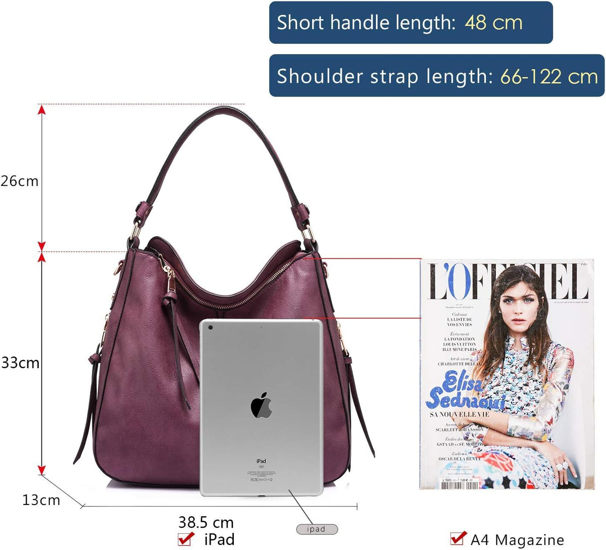 Hobo Crossbody Bag for Women, Designer Shoulder Purse Handbags