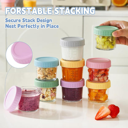 12 Pack Glass Baby Food Containers 4 oz Glass Baby Food Jars with Lids