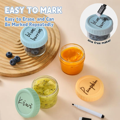 12 Pack Glass Baby Food Containers 4 oz Glass Baby Food Jars with Lids