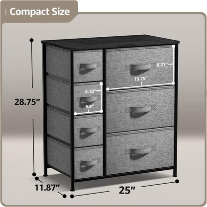 5 Drawer Dresser for Bedroom, Wood Top (Black)
