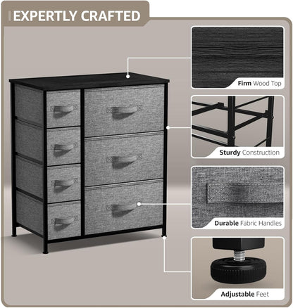 5 Drawer Dresser for Bedroom, Wood Top (Black)