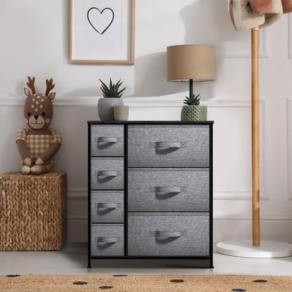 5 Drawer Dresser for Bedroom, Wood Top (Black)