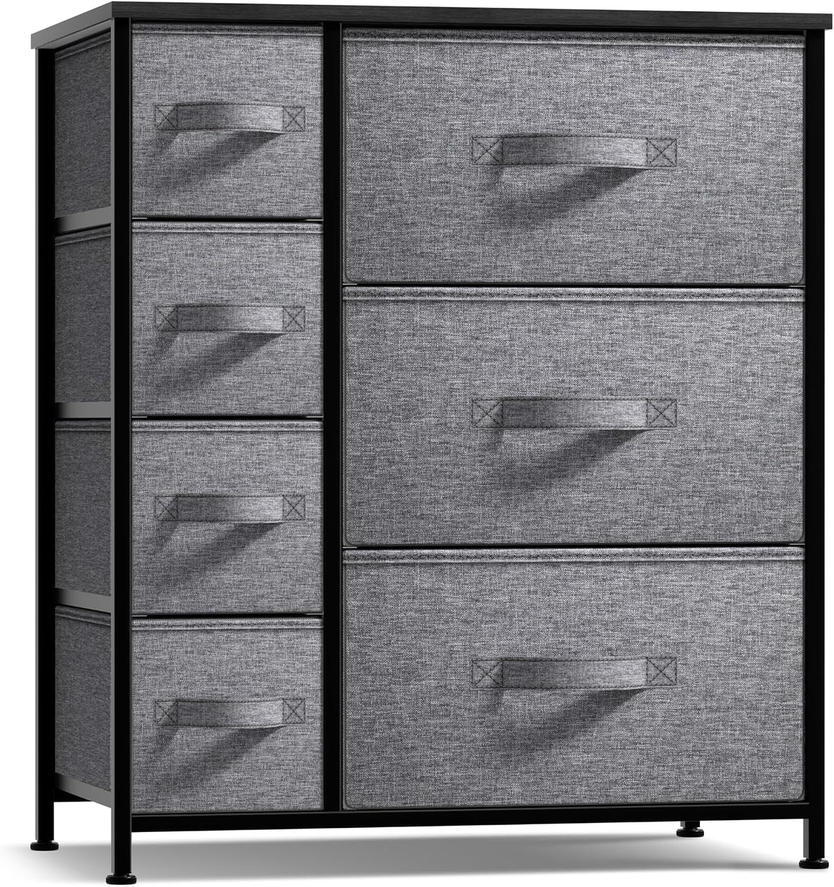 5 Drawer Dresser for Bedroom, Wood Top (Black)