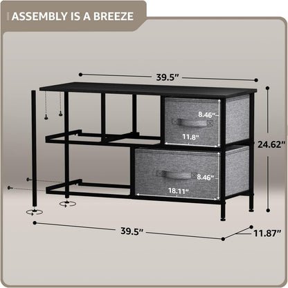 5 Drawer Dresser for Bedroom, Wood Top (Black)