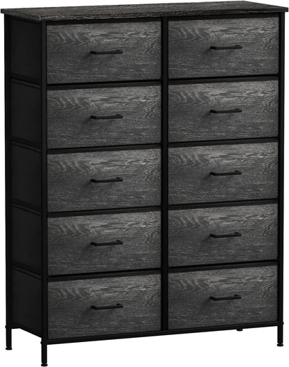 5 Drawer Dresser for Bedroom, Wood Top (Black)
