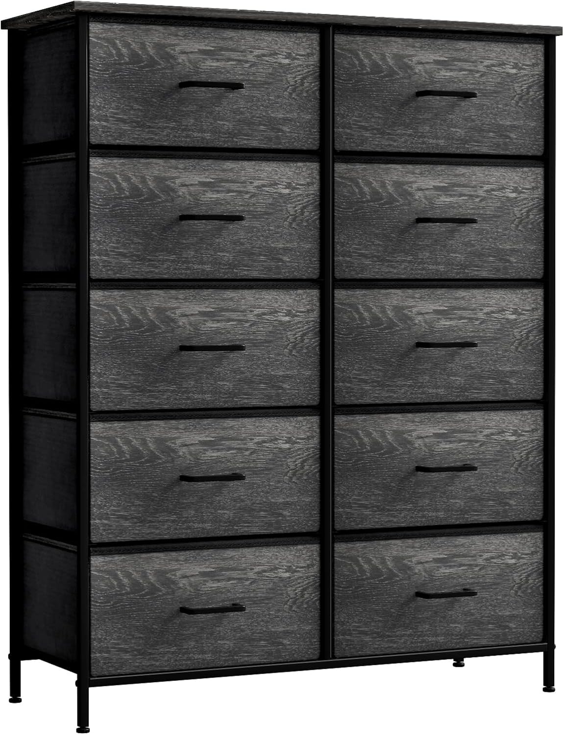 5 Drawer Dresser for Bedroom, Wood Top (Black)