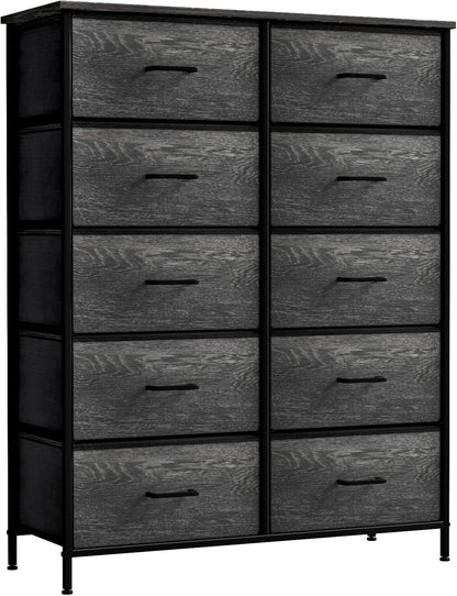 5 Drawer Dresser for Bedroom, Wood Top (Black)
