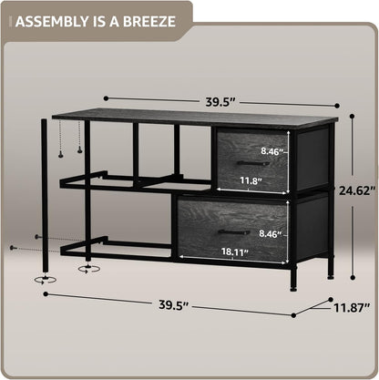 5 Drawer Dresser for Bedroom, Wood Top (Black)