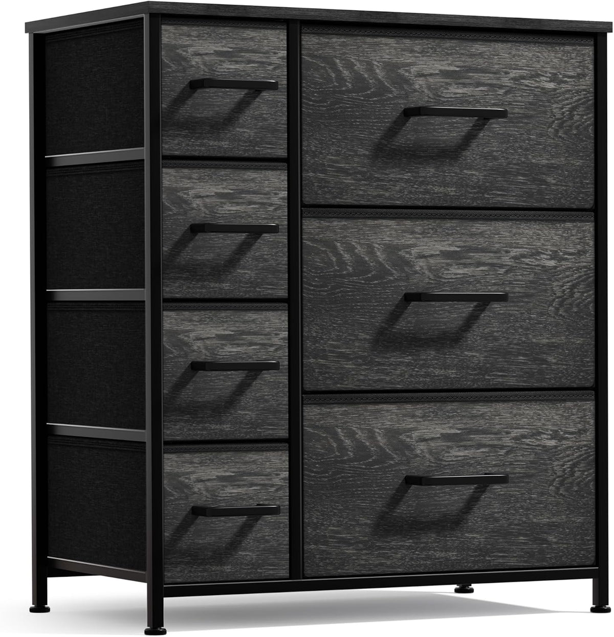5 Drawer Dresser for Bedroom, Wood Top (Black)