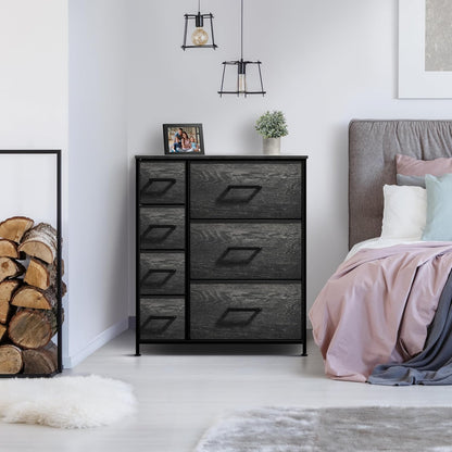 5 Drawer Dresser for Bedroom, Wood Top (Black)