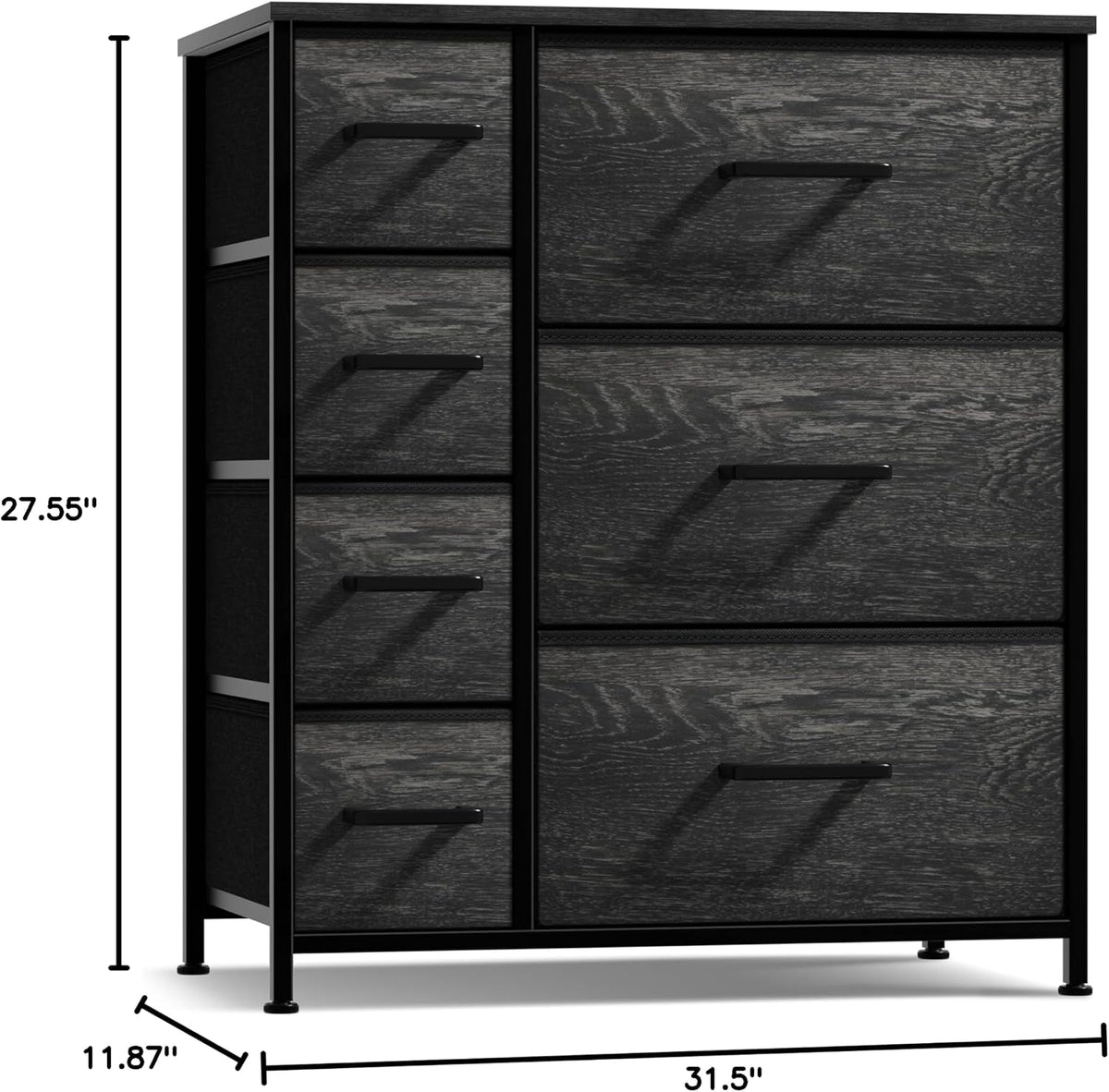 5 Drawer Dresser for Bedroom, Wood Top (Black)