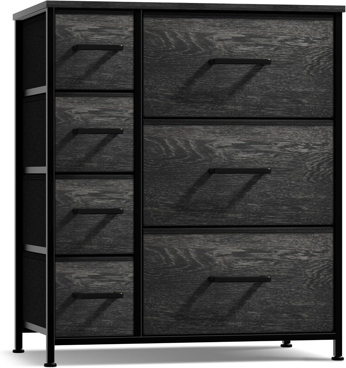 5 Drawer Dresser for Bedroom, Wood Top (Black)