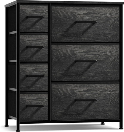 5 Drawer Dresser for Bedroom, Wood Top (Black)