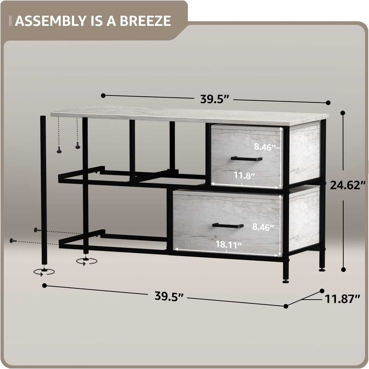5 Drawer Dresser for Bedroom, Wood Top (Black)