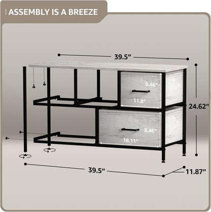 5 Drawer Dresser for Bedroom, Wood Top (Black)