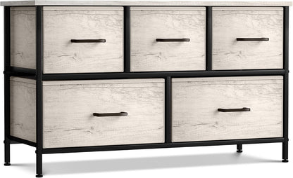 5 Drawer Dresser for Bedroom, Wood Top (Black)