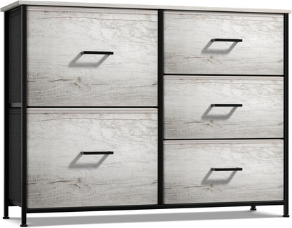 5 Drawer Dresser for Bedroom, Wood Top (Black)