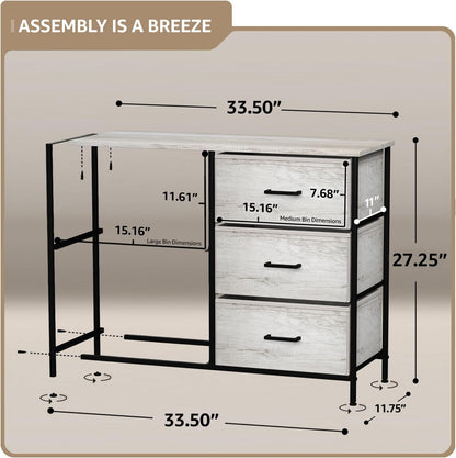 5 Drawer Dresser for Bedroom, Wood Top (Black)
