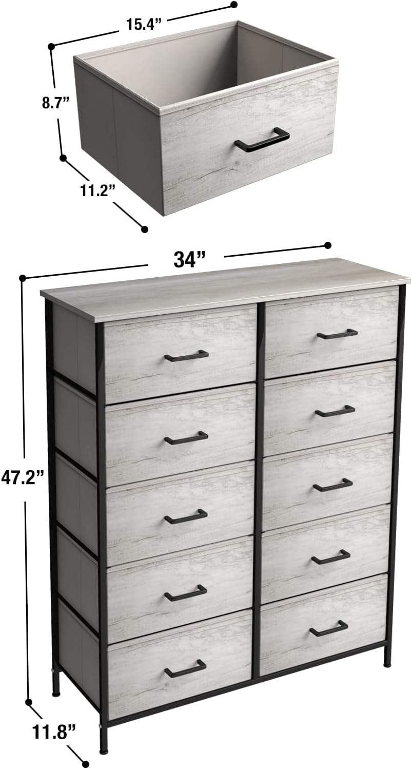 5 Drawer Dresser for Bedroom, Wood Top (Black)