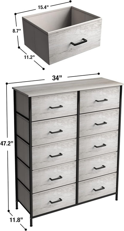 5 Drawer Dresser for Bedroom, Wood Top (Black)