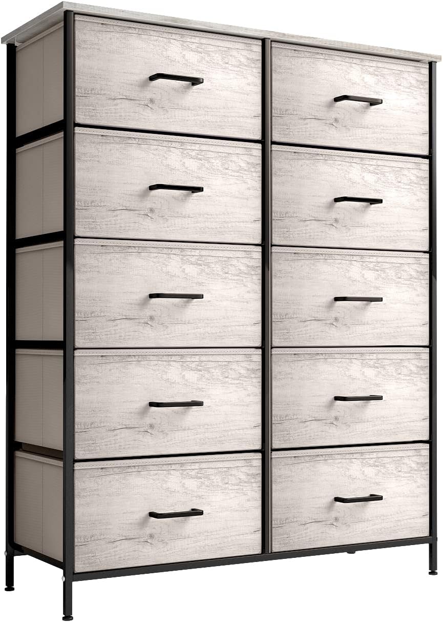 5 Drawer Dresser for Bedroom, Wood Top (Black)