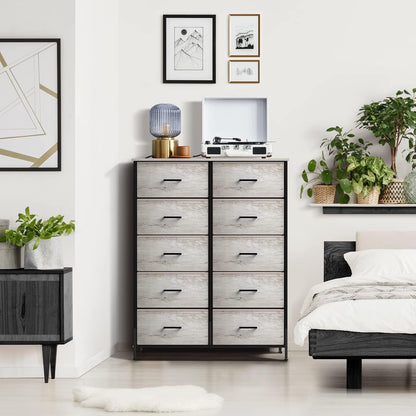 5 Drawer Dresser for Bedroom, Wood Top (Black)