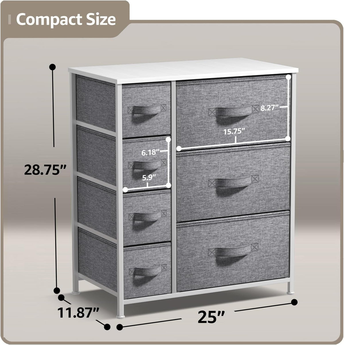 5 Drawer Dresser for Bedroom, Wood Top (Black)