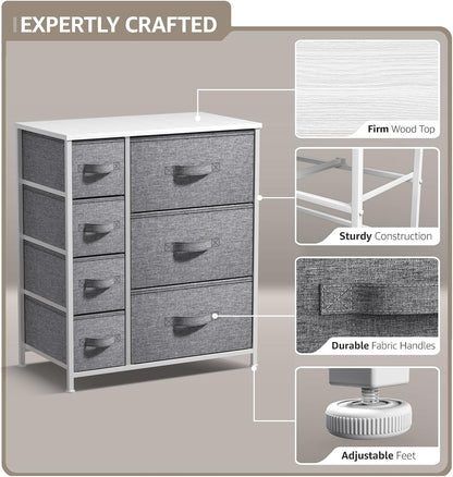 5 Drawer Dresser for Bedroom, Wood Top (Black)