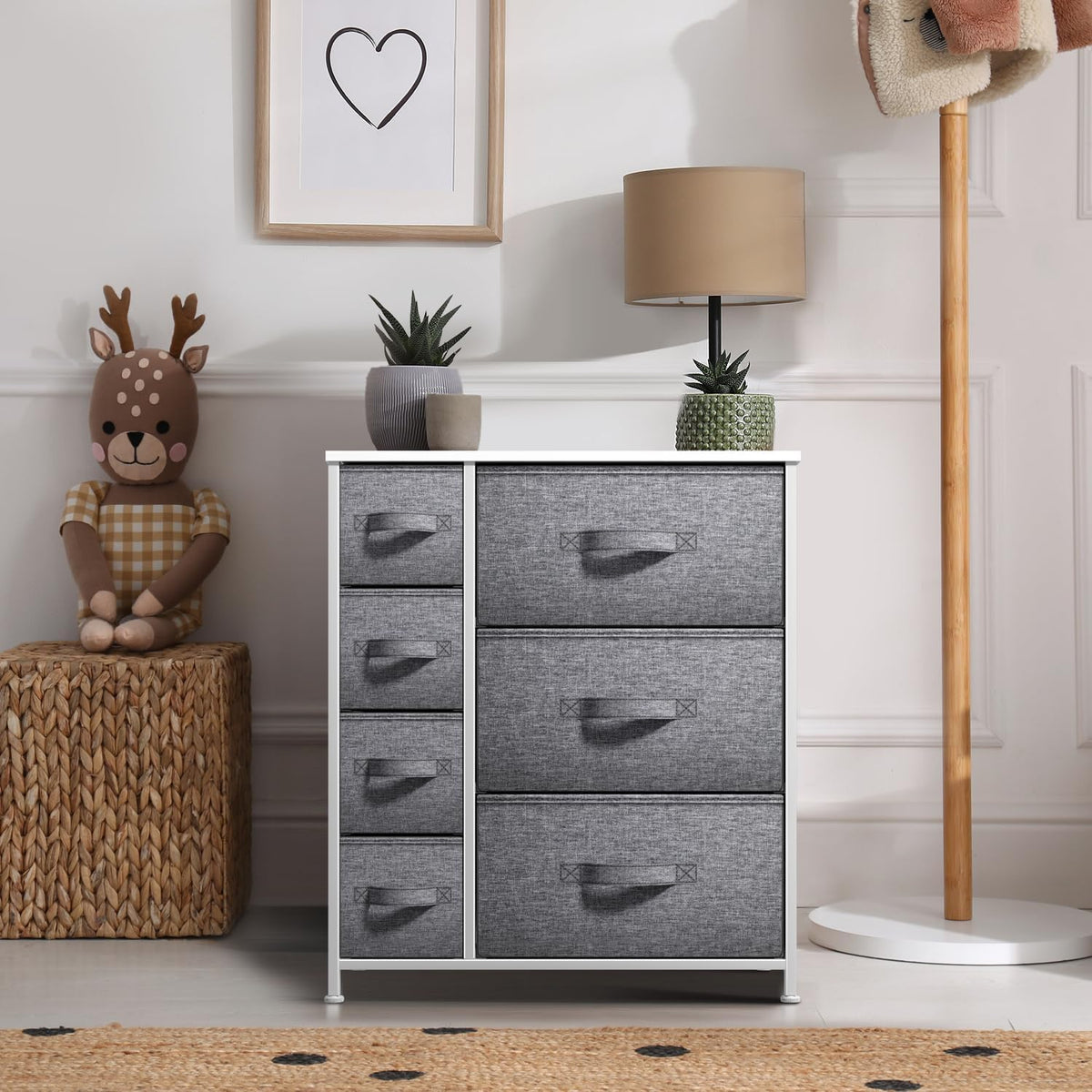 5 Drawer Dresser for Bedroom, Wood Top (Black)