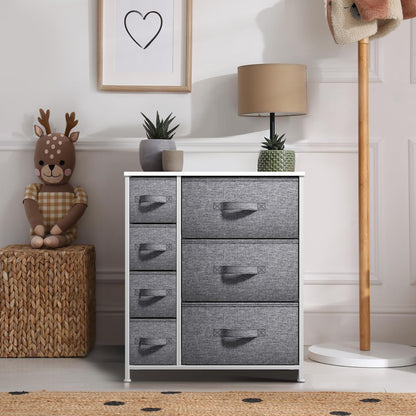 5 Drawer Dresser for Bedroom, Wood Top (Black)