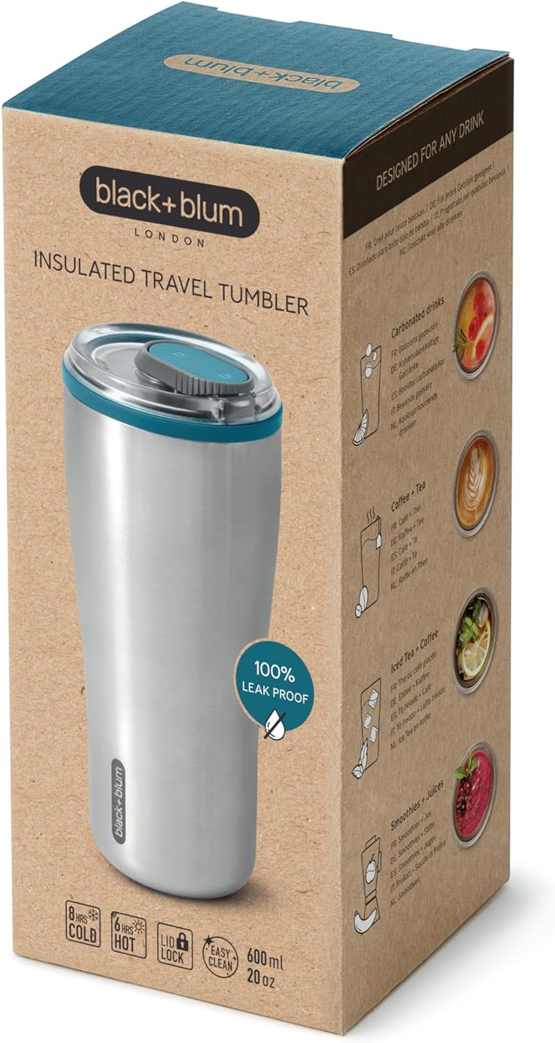 Insulated Tumbler - 18/8 Stainless Steel Vacuum Insulated Travel Tumbler with Leak Proof, Lockable Lid - Keeps Hot for 6hrs, Cold for 8hrs, Orange - 600ml | Vacuum Insulated, 18/8 Stainless Steel, Lockable Lid, One-Hand Opening, 6H Hot & 8H Cold, Fits