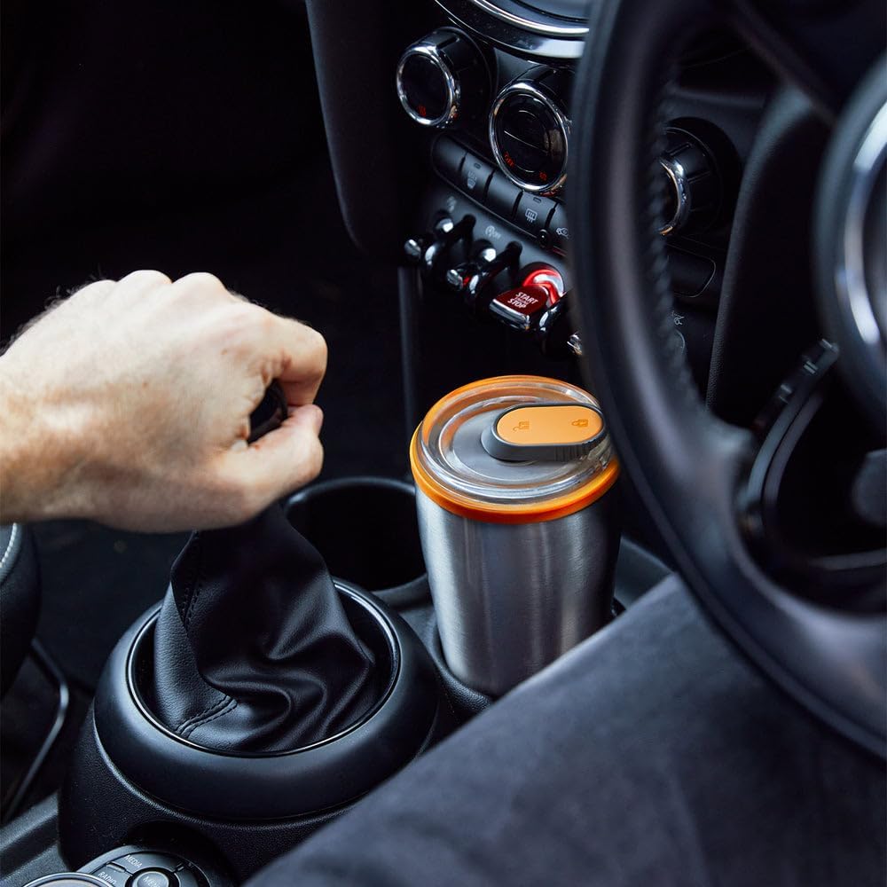 Insulated Tumbler - 18/8 Stainless Steel Vacuum Insulated Travel Tumbler with Leak Proof, Lockable Lid - Keeps Hot for 6hrs, Cold for 8hrs, Orange - 600ml | Vacuum Insulated, 18/8 Stainless Steel, Lockable Lid, One-Hand Opening, 6H Hot & 8H Cold, Fits
