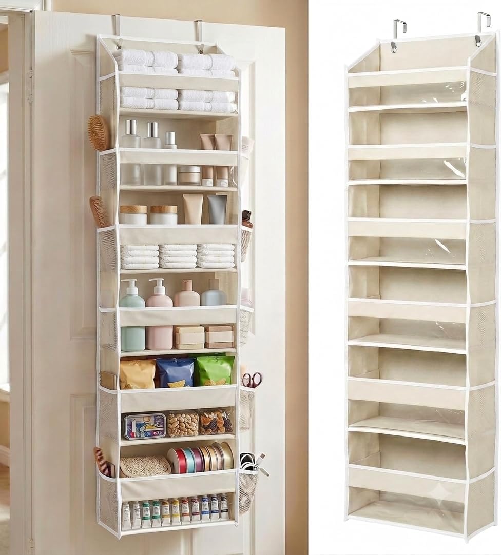 Over The Door Storage Organizer - Hanging Storage Organizer Beige