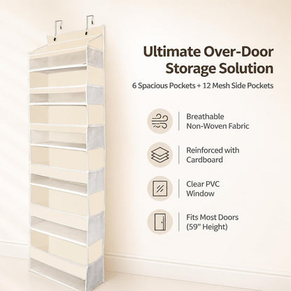 Over The Door Storage Organizer - Hanging Storage Organizer Beige
