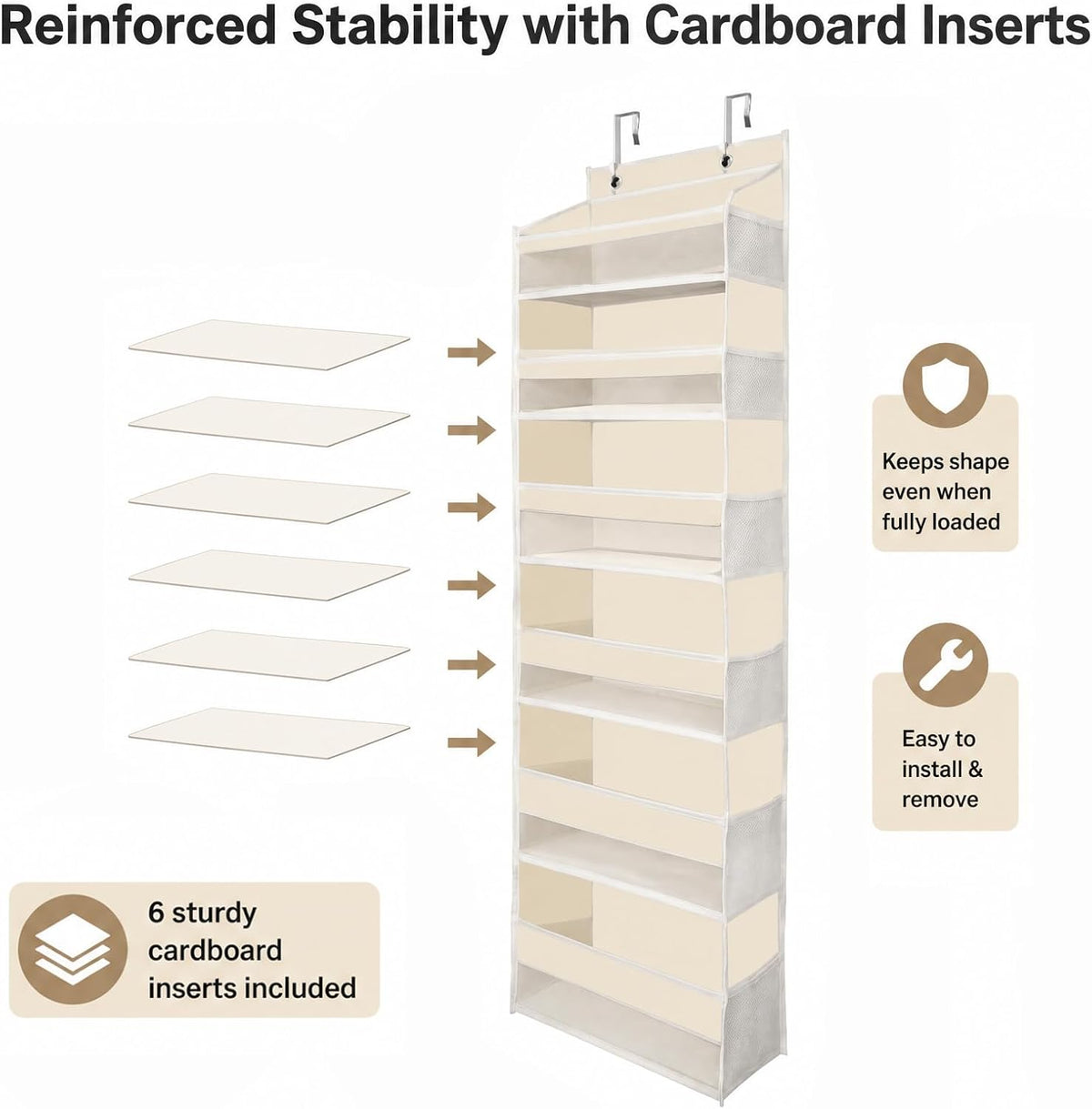 Over The Door Storage Organizer - Hanging Storage Organizer Beige