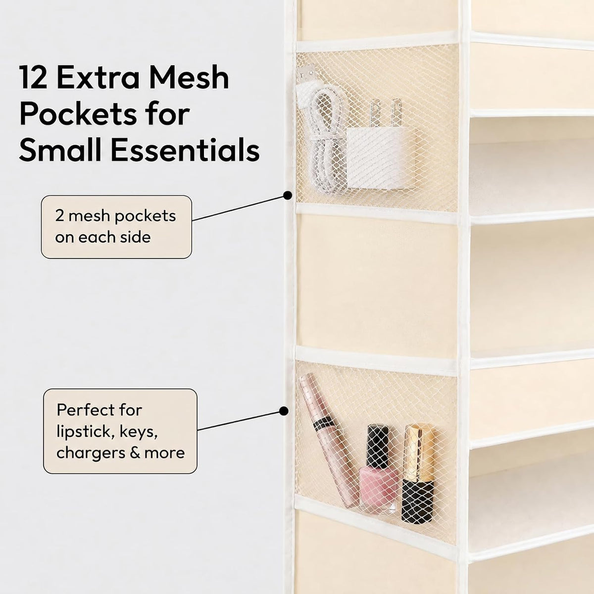 Over The Door Storage Organizer - Hanging Storage Organizer Beige