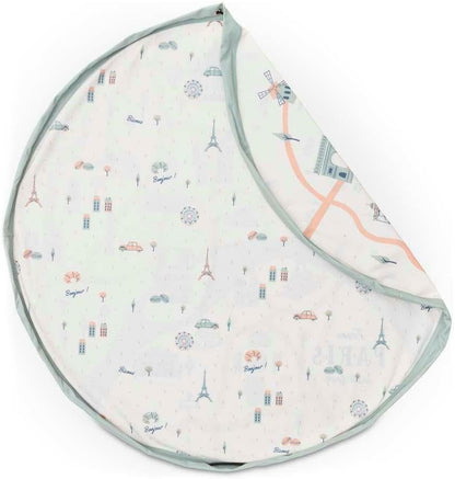 Drawstring Play Mat Storage Bag for Children - Kids Toy Storage Organizer - Drawstring Toy Bag - Large 55" Play Mat for Toddlers Toys and Bag for Storage - Paris map