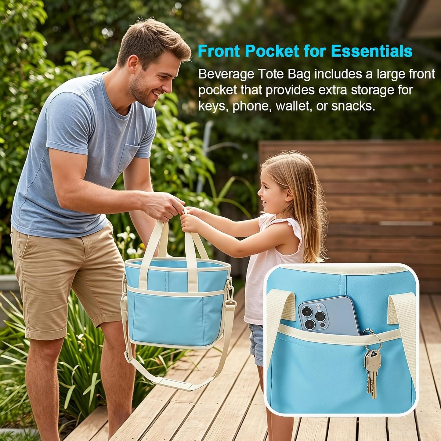 4 Compartment Insulated Drink Carrier Bag for 4 Cups Drink Holder Bag, Multiple Tumbler Carrier Caddy Tote Bag, Water Bottle Holder with Adjustable Strap, Drink Bag for Travel, Picnic, Sports
