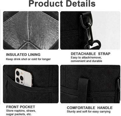 4 Compartment Insulated Drink Carrier Bag for 4 Cups Drink Holder Bag, Multiple Tumbler Carrier Caddy Tote Bag, Water Bottle Holder with Adjustable Strap, Drink Bag for Travel, Picnic, Sports
