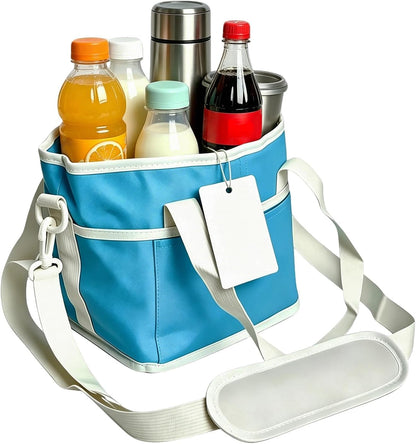 4 Compartment Insulated Drink Carrier Bag for 4 Cups Drink Holder Bag, Multiple Tumbler Carrier Caddy Tote Bag, Water Bottle Holder with Adjustable Strap, Drink Bag for Travel, Picnic, Sports
