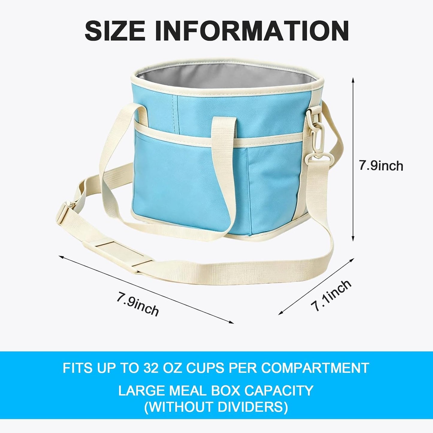 4 Compartment Insulated Drink Carrier Bag for 4 Cups Drink Holder Bag, Multiple Tumbler Carrier Caddy Tote Bag, Water Bottle Holder with Adjustable Strap, Drink Bag for Travel, Picnic, Sports
