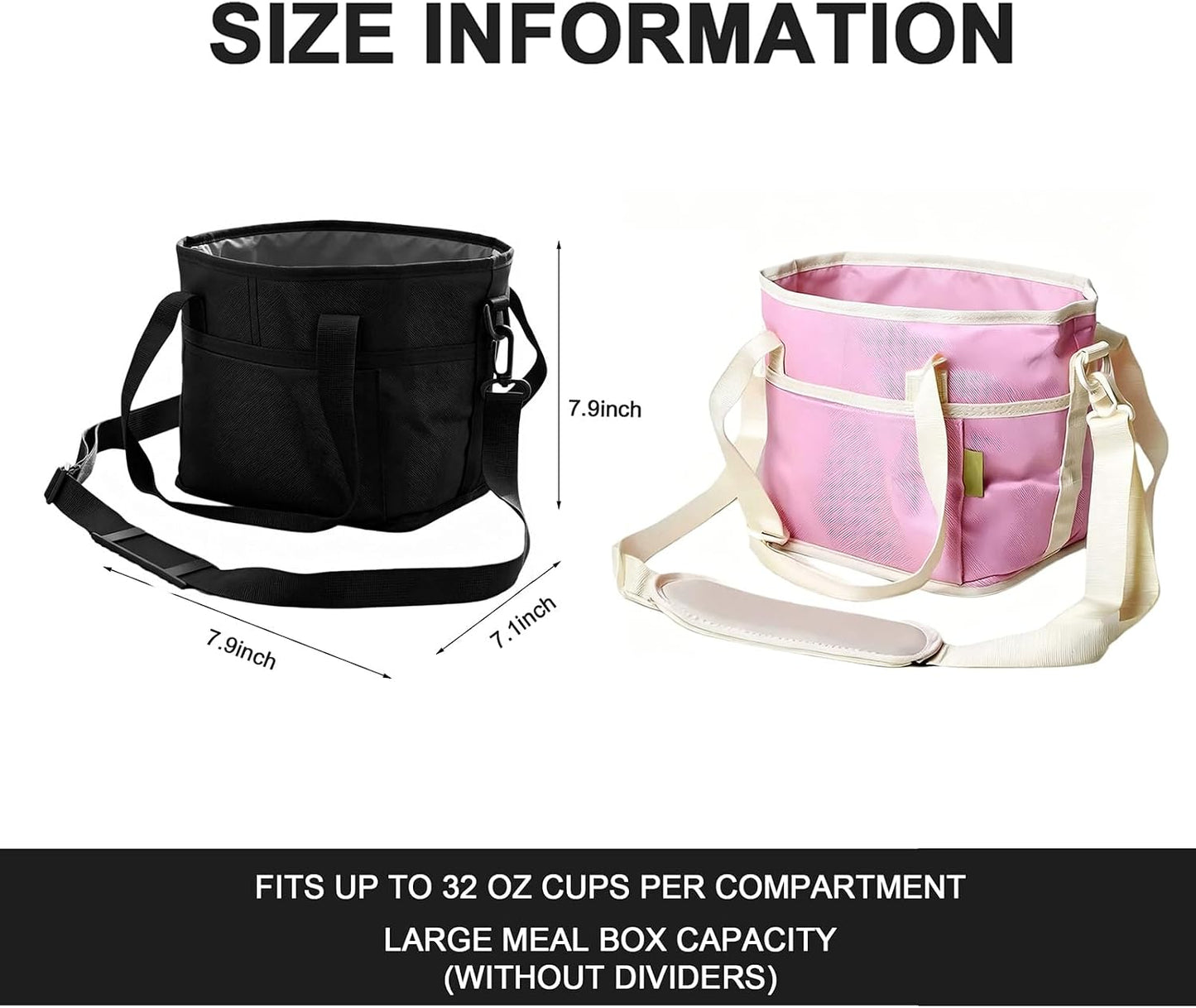 4 Compartment Insulated Drink Carrier Bag for 4 Cups Drink Holder Bag, Multiple Tumbler Carrier Caddy Tote Bag, Water Bottle Holder with Adjustable Strap, Drink Bag for Travel, Picnic, Sports