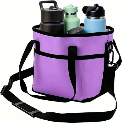 4 Compartment Insulated Drink Carrier Bag for 4 Cups Drink Holder Bag, Multiple Tumbler Carrier Caddy Tote Bag, Water Bottle Holder with Adjustable Strap, Drink Bag for Travel, Picnic, Sports