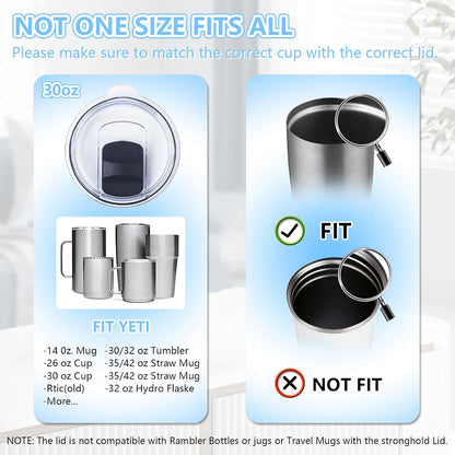 3 Pack 20 oz Tumbler Lid, Magnetic Slider Replacement Lids for YETI 20 oz Tumbler, 10/24 oz Mug and 10 oz Lowball, Spill Proof Cup Lids Covers Compatible for Ozark Trail, Old Style Rtic, BPA Free