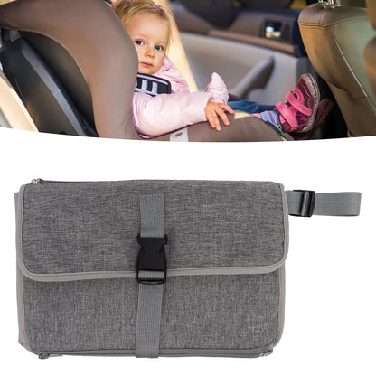 Portable Diaper Changing Pad, Foldable Multi Storage Bag, Soft and Skin Friendly Oxford Cloth Diaper Changing Pad, Suitable for Travel Changing (Gray)